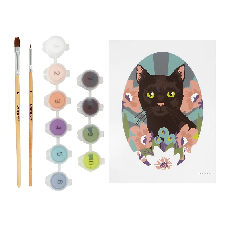Cat with Florals Paint-by-Number Framed Mini Kit by Artist's Loft®