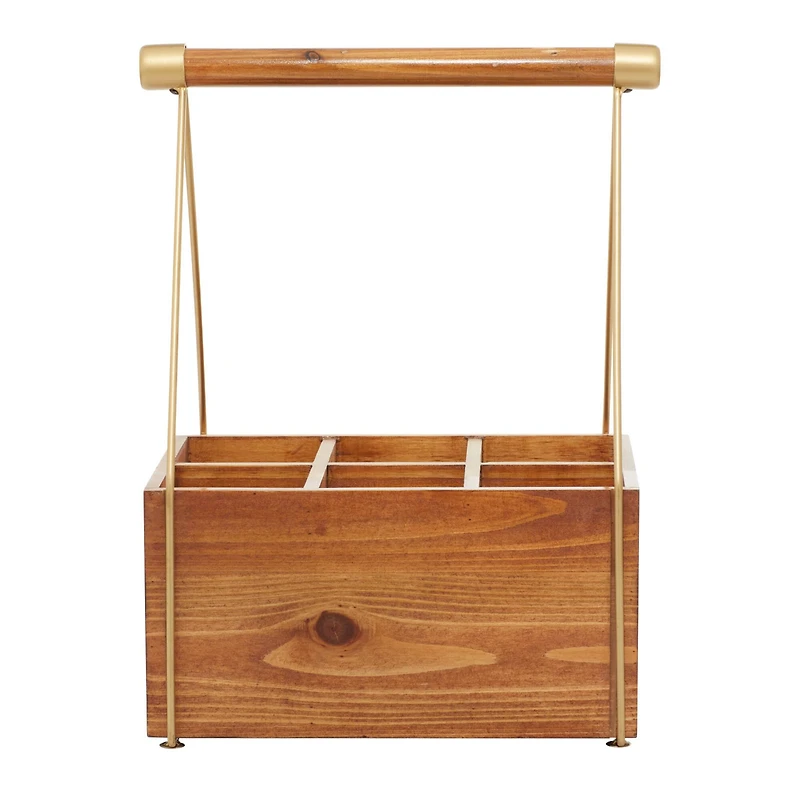 16" Brown Wood Modern Farmhouse Style Wine Rack