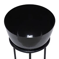 Set of 3 Black Iron Contemporary Planters, 13" x 13" x 13"