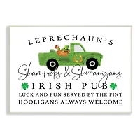 Stupell Industries Irish Pub Whimsical Leprechaun Green Shamrock Details Wall Plaque Art