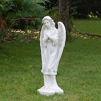 30" Ivory Angel with Arms Folded Outdoor Garden Statue