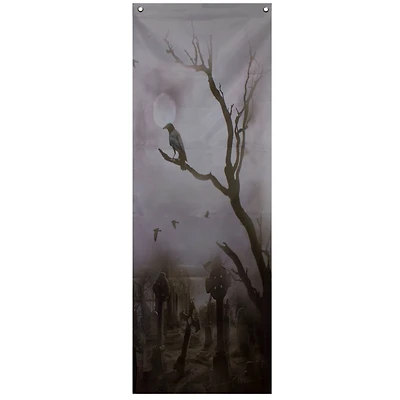 71" Dark Gray Graveyard Scene Halloween Door Decoration