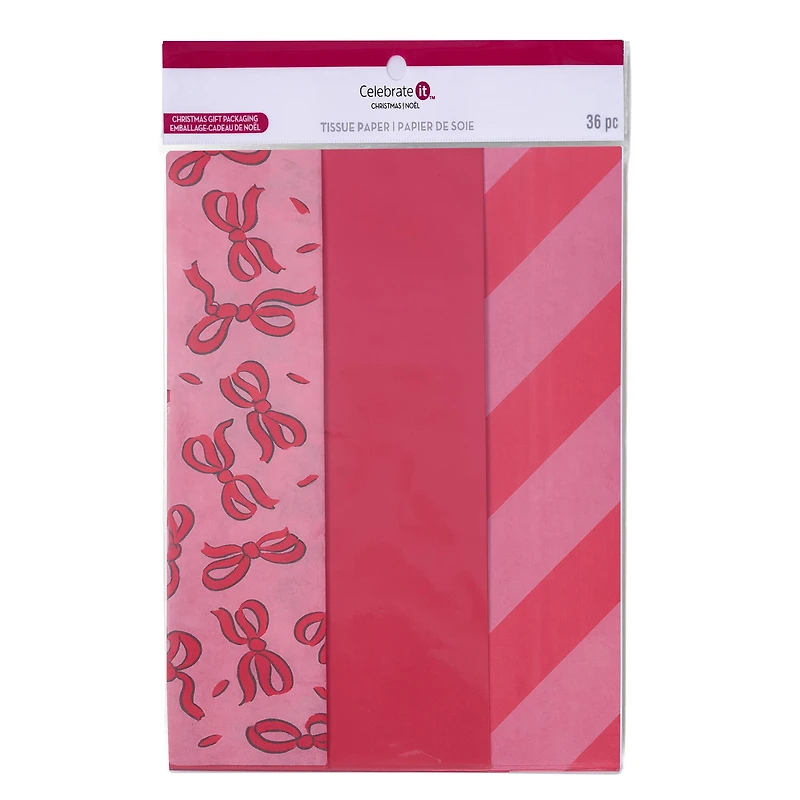 Pink Bows & Stripes Tissue Paper, 24ct. by Celebrate It™