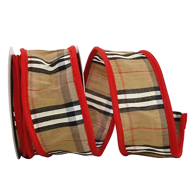 JAM Paper 2.5" x 10yd. Wired Burbank Plaid Ribbon