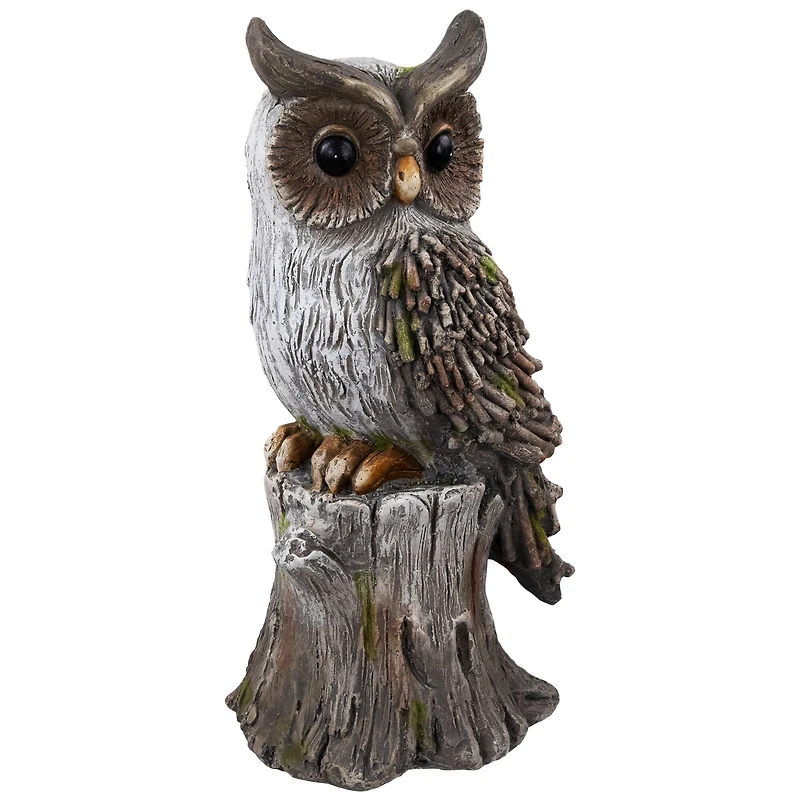 17.75" Perched Owl Outdoor Garden Statue