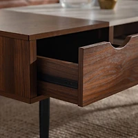 Dark Walnut Mid Century Modern Faux Marble Coffee Table