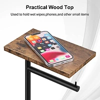 Black Freestanding Toilet Paper Holder Stand with Shelf