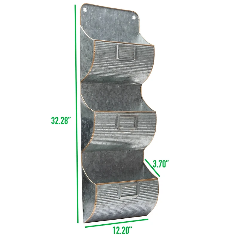 Mind Reader Large 3-Tier Silver Hanging Wall File Organizer