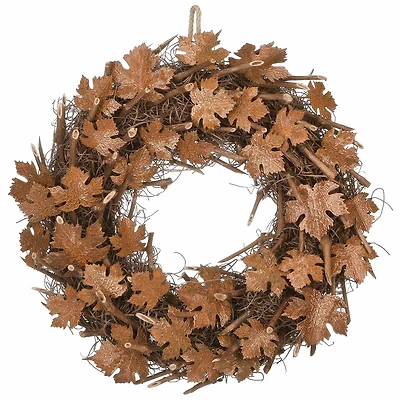 18" Harvest Brown Maple Leaves Wreath