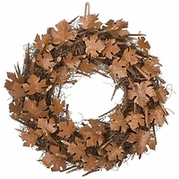 18" Harvest Brown Maple Leaves Wreath