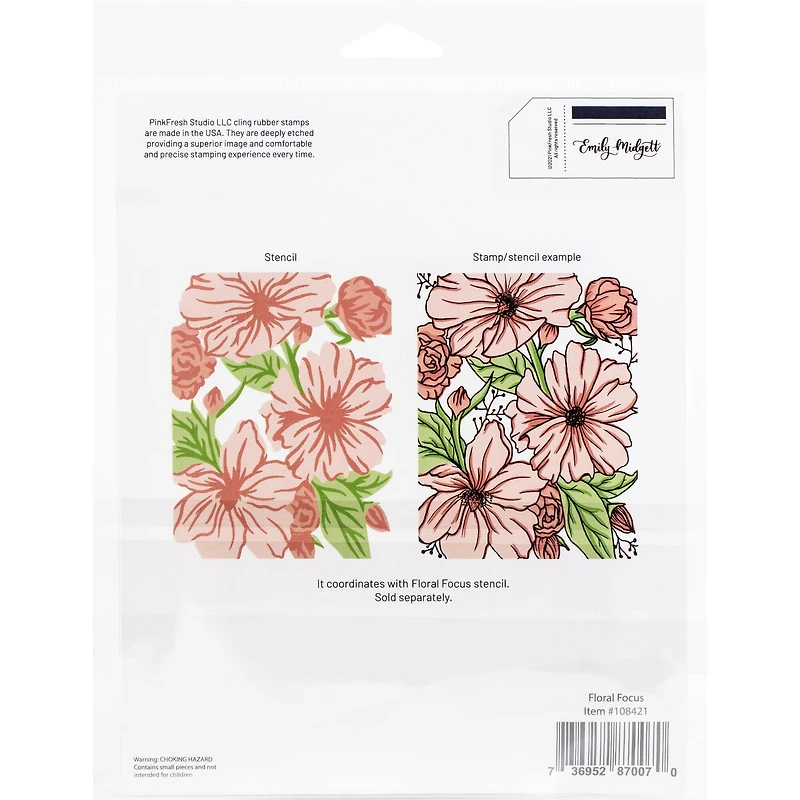 Pinkfresh Studio Floral Focus Cling Rubber Background Stamp