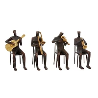 Brown Polystone Modern Musician Sculpture Set