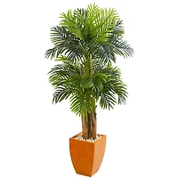 5.5ft. Triple Areca Palm Tree with Orange Planter