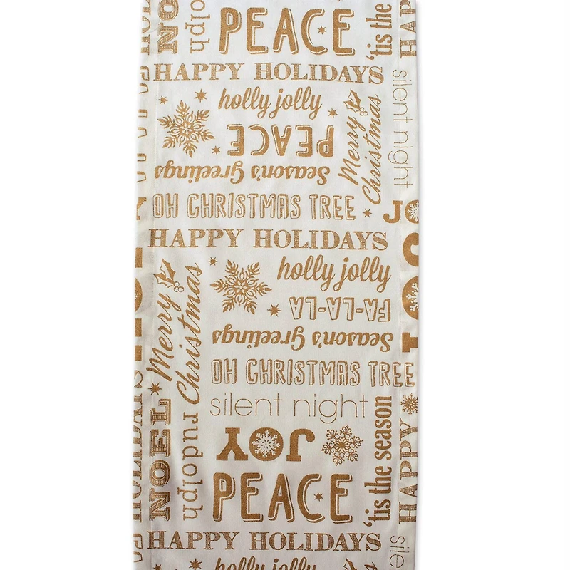 DII® 108" Gold Christmas Collage Table Runner