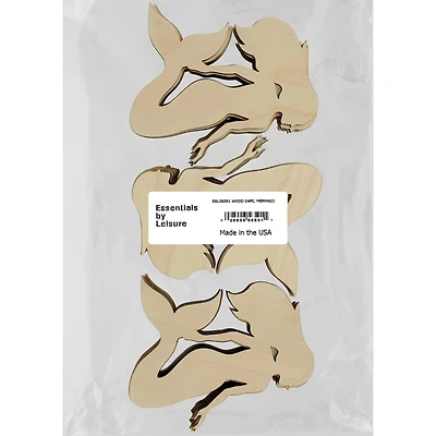 Essentials by Leisure Arts 24 Pack 3.5" x 4" Mermaid Flat Wood Shape