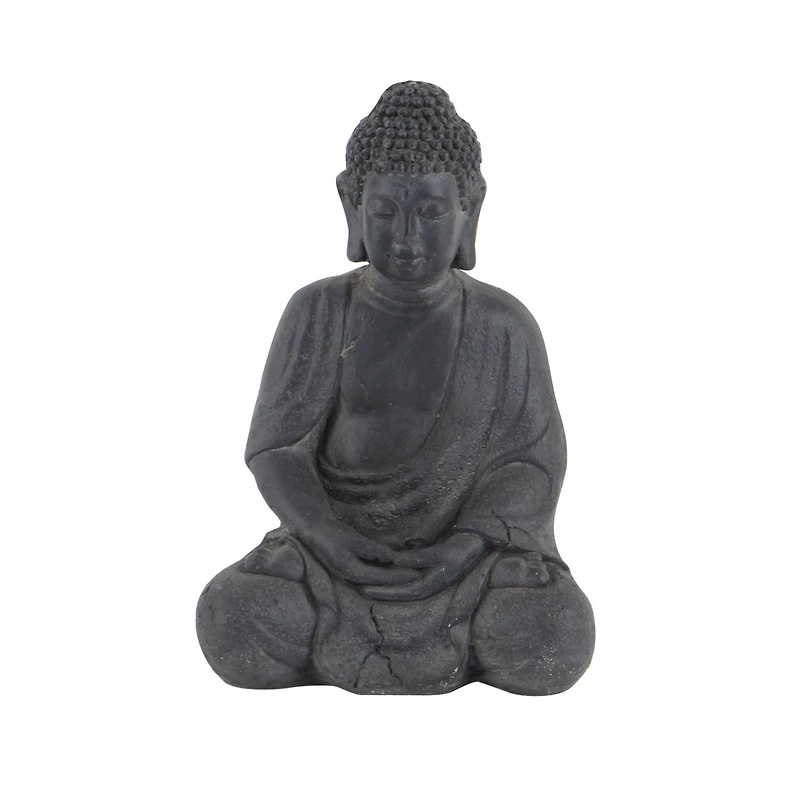 CosmoLiving by Cosmopolitan Grey Ceramic Sculpture, Buddha 12" x 8" x 7"