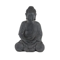 CosmoLiving by Cosmopolitan Grey Ceramic Sculpture, Buddha 12" x 8" x 7"