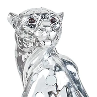 23" Silver Eclectic Leopard Sculpture