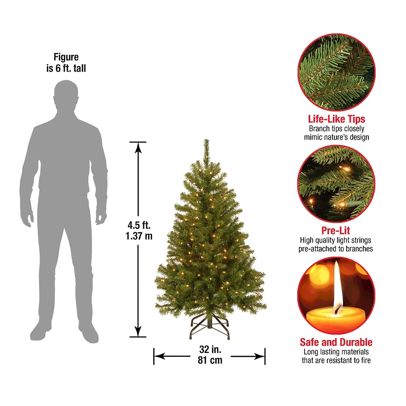 4.5 ft. Pre-lit North Valley Spruce Pencil Artificial Christmas Tree, Clear Lights