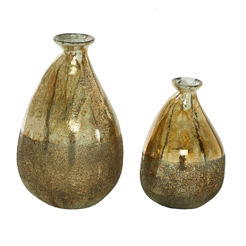 Gold Glass Rustic Vase Set