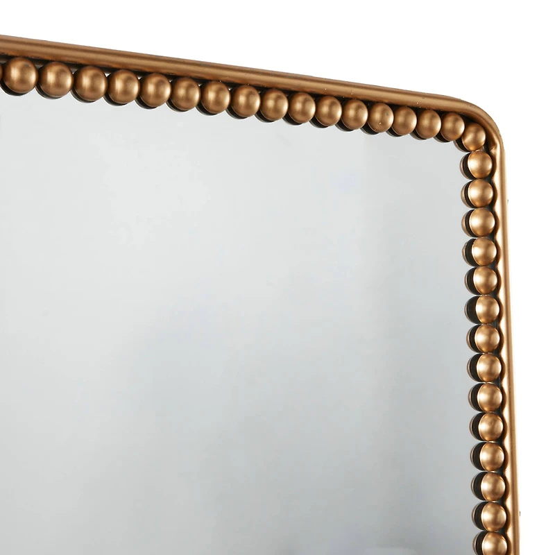 Gold Metal Wall Mirror with Beaded Detailing 24" x 2" x 36"
