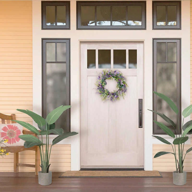 24'' Green and Purple Echinops Floral Spring Wreath