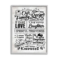 Stupell Industries Our Family Recipe Motivational Kitchen Phrases Life Ingredients Framed Wall Art