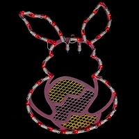 16.5" Lighted Pink Bunny with Easter Egg Window Silhouette Decoration