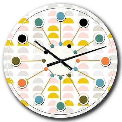 Designart 'Retro Pastel Circular Pattern Iii Mid-Century Modern Wall Clock