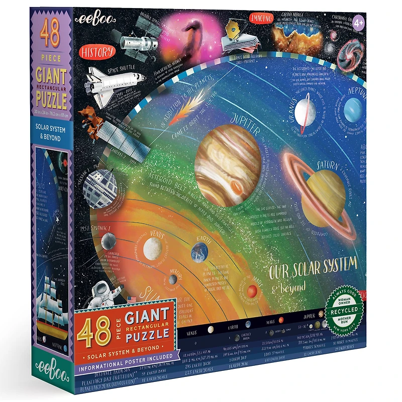 eeBoo Our Solar System & Beyond 48 Piece Giant Puzzle with Poster