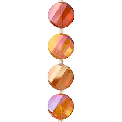 12 Pack: Amber Glass Faceted Round Beads, 18mm by Bead Landing™