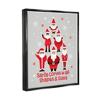 Stupell Industries Santa All Shapes & Sizes Christmas Phrase Framed Floater Canvas Wall Art