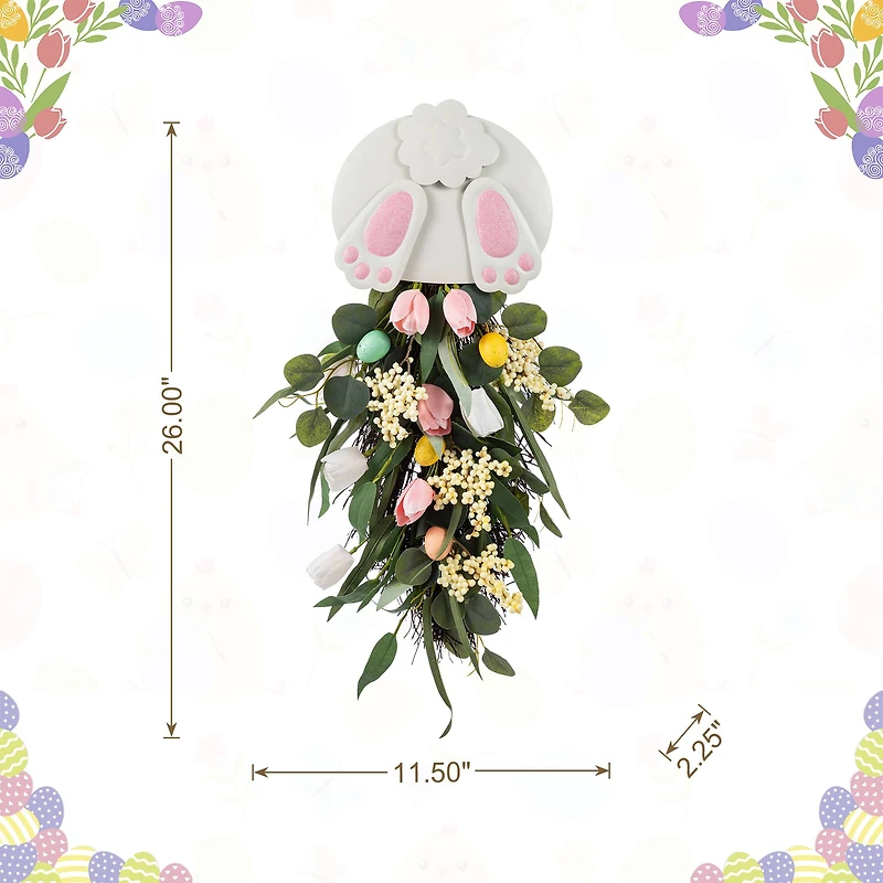 Glitzhome® 26" Easter Metal Bunny & Tulip Teardrop Wall Decor