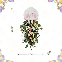 Glitzhome® 26" Easter Metal Bunny & Tulip Teardrop Wall Decor