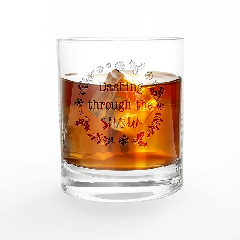 Dashing Through the Snow 11oz. Whiskey Glass