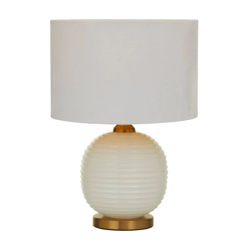 White Glass Modern Accent Lamp, 13" x 13" x 19"