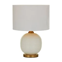 White Glass Modern Accent Lamp, 13" x 13" x 19"