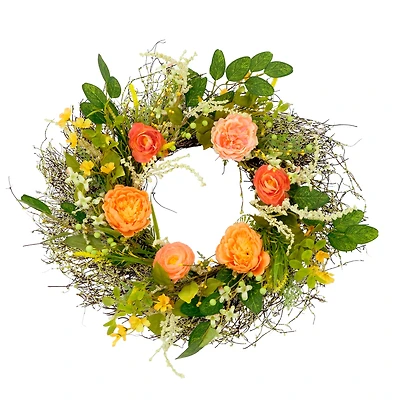 24'' Multicolored Peony Floral Spring Wreath