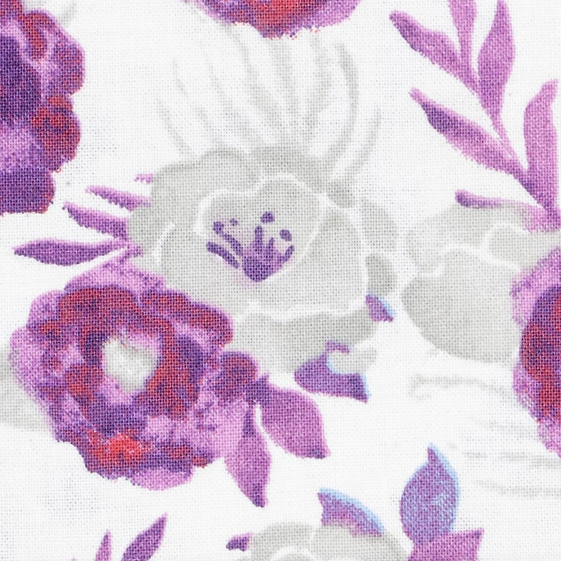 Purple & Gray Floral Cotton Fabric by Loops & Threads™