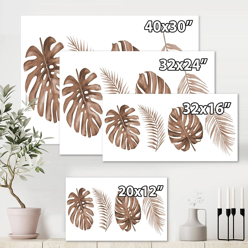 Designart - Tropical Monstera and Palm Leaf In Terracotta