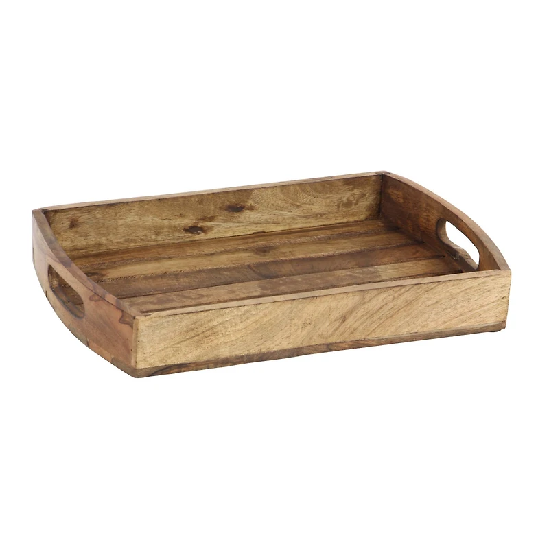 Light Brown Mango Wood Rustic Tray Set