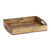 Light Brown Mango Wood Rustic Tray Set