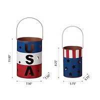 Glitzhome® Metal Patriotic American Bucket Set