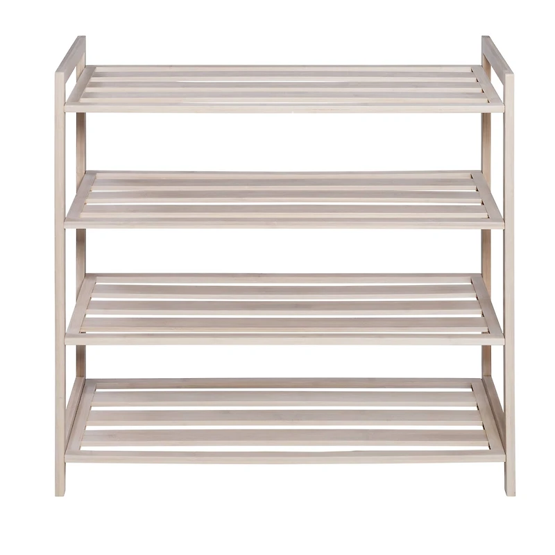Honey Can Do White Wash 4-Tier Bamboo Shoe Rack