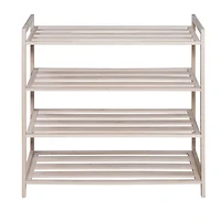 Honey Can Do White Wash 4-Tier Bamboo Shoe Rack