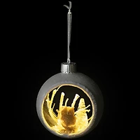 Silver And White Matte Cutout Owl Ball Ornament