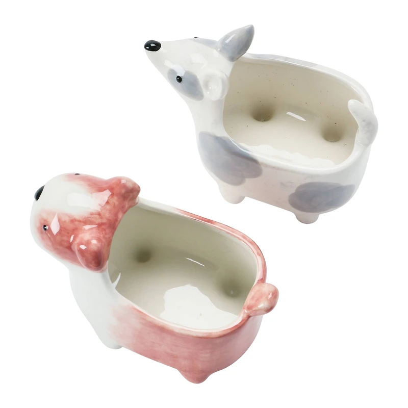 Hello Honey® Dolomite Dog Planter Set