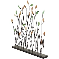26.5" Black Metal Leaf with Black Base Sculpture