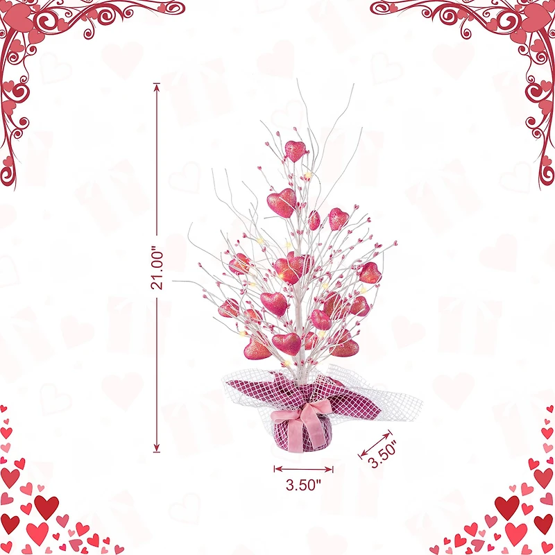 Glitzhome® 21" Lighted Valentine's Pink Heart Table Tree