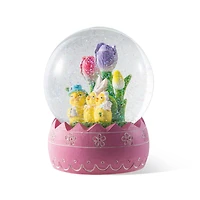 Glitzhome® 5" Easter Chick Family Waterglobe